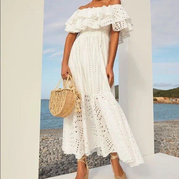 Charo Ruiz Isabella Off The Shoulder White Dress Size Small - Picture 1 of 14